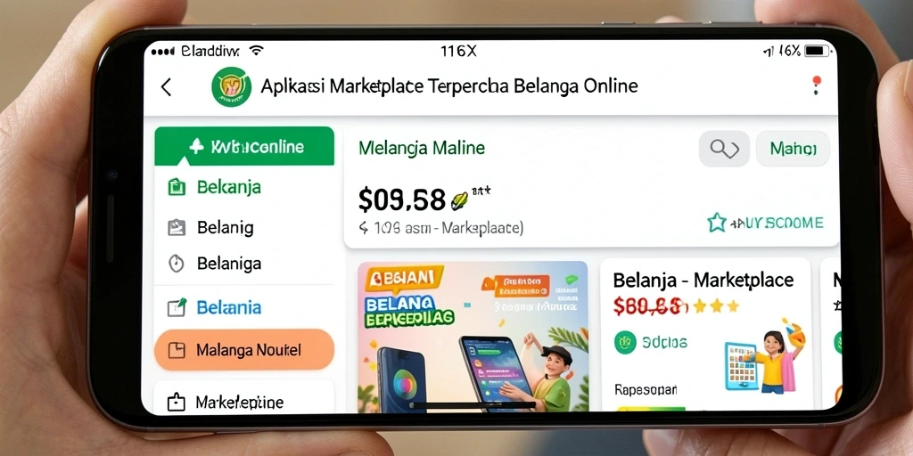 Tampilan antarmuka aplikasi 116X dengan fungsi Marketplace yang menarik.