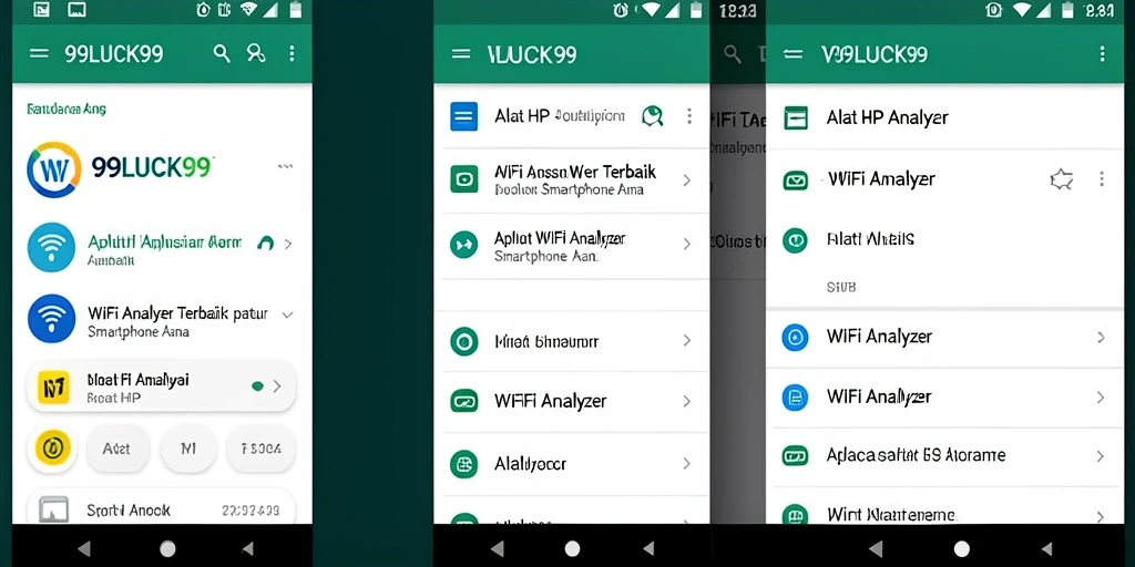 Screenshot utama 99LUCK99 menampilkan antarmuka WiFi Analyzer yang informatif dan mudah dibaca.