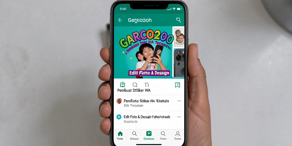 Tampilan antarmuka GARCO200 untuk membuat stiker WA yang menarik.
