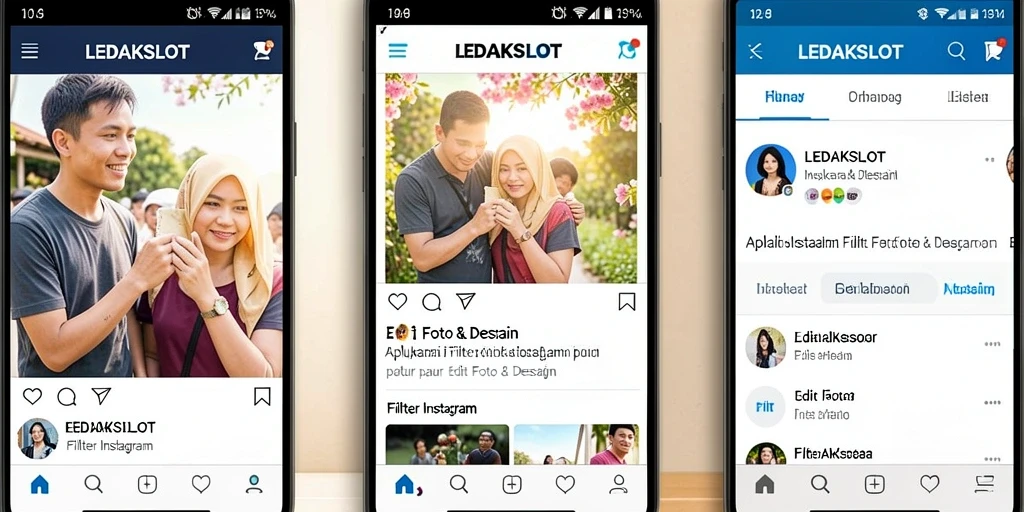Antarmuka LEDAKSLOT dengan berbagai pilihan filter Instagram yang menarik.