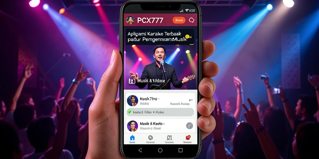 Tampilan antarmuka aplikasi Karaoke PCX777 yang menarik dan interaktif.