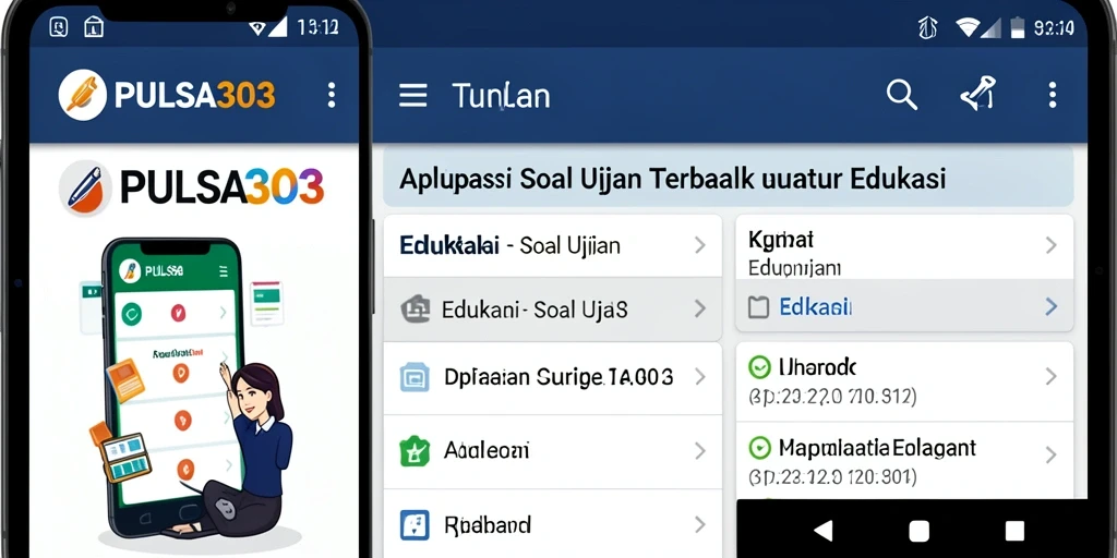 Antarmuka aplikasi PULSA303 yang mendukung belajar soal ujian.