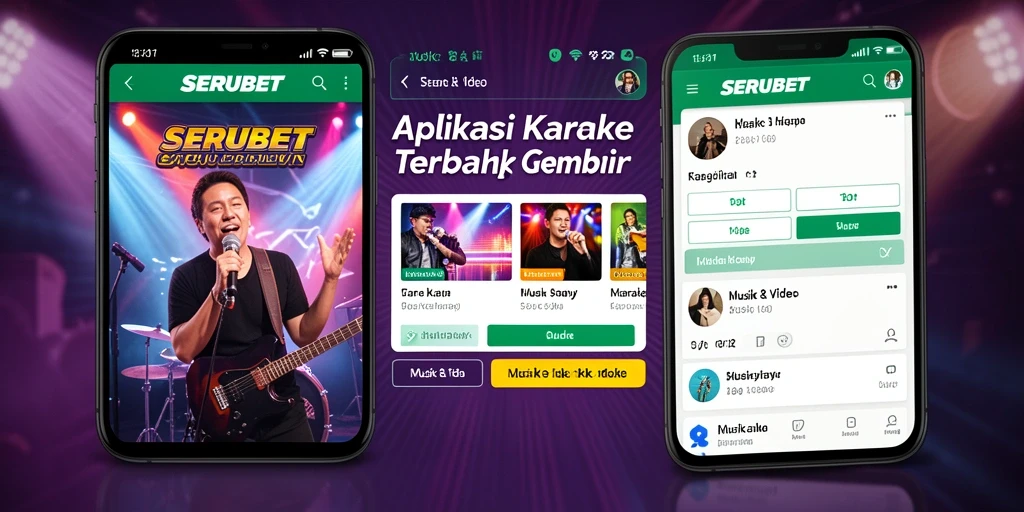 Screenshot utama SERUBET menampilkan antarmuka pengguna yang menarik dan fitur karaoke.