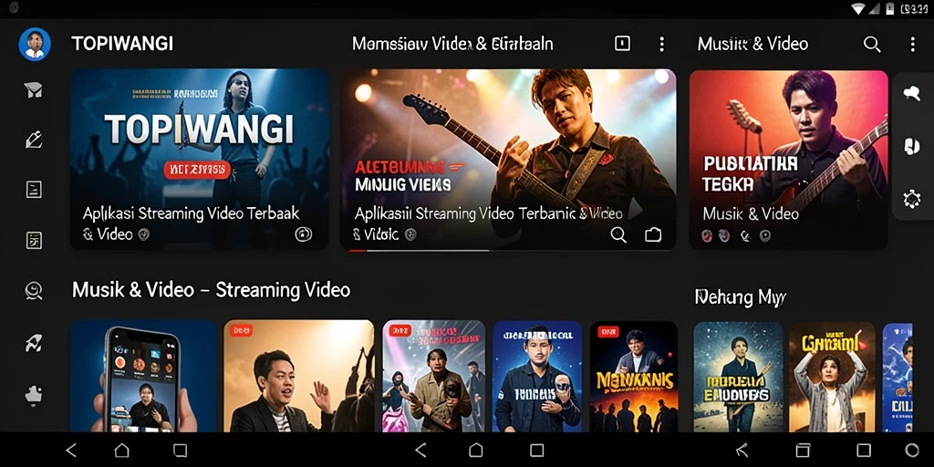 Antarmuka aplikasi TOPIWANGI yang menarik untuk streaming video.