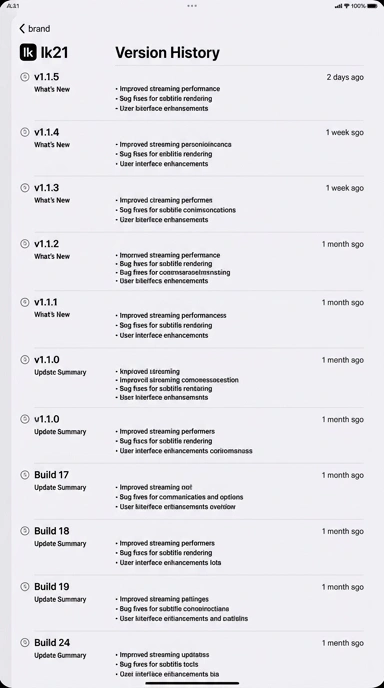 Riwayat Versi Aplikasi lk21 untuk Pengguna Android